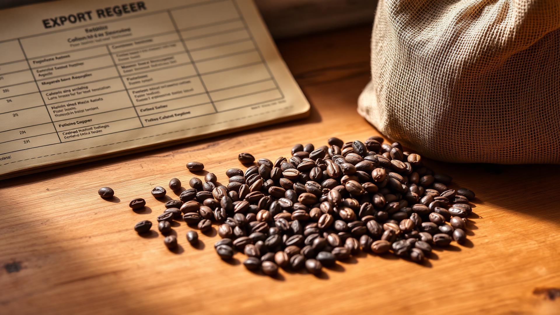 Granos de cacao colombiano junto a un registro de exportación